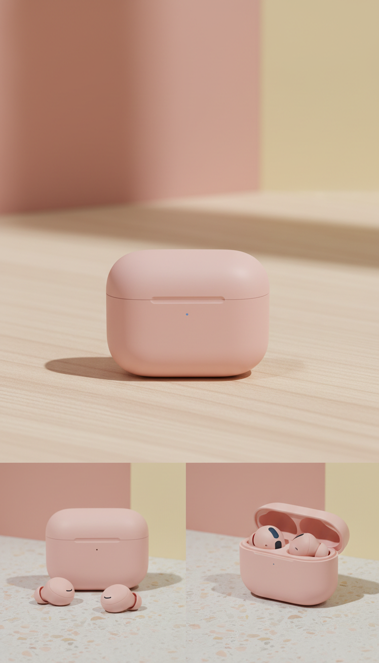Blush Pink Wireless Earbuds Compact Case