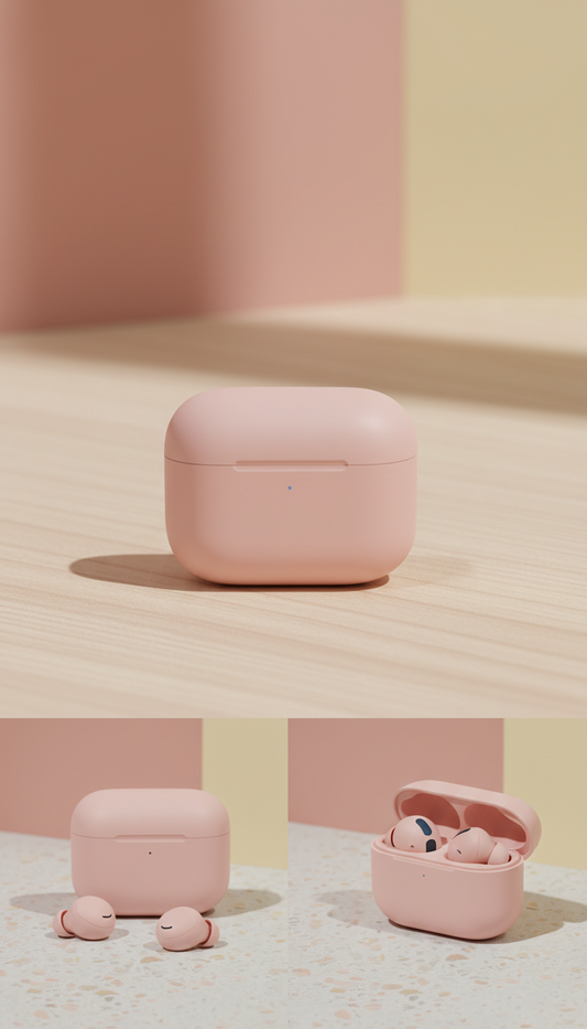 Blush Pink Wireless Earbuds Compact Case