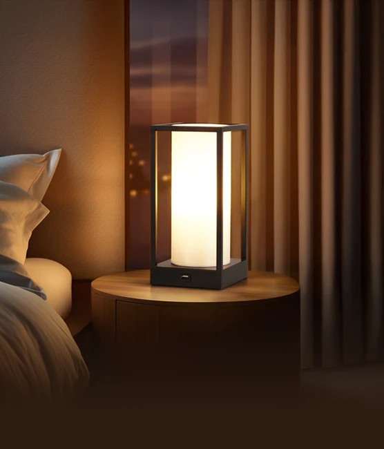 Modern Bedside Lantern Table Lamp – Warm Ambient Glow