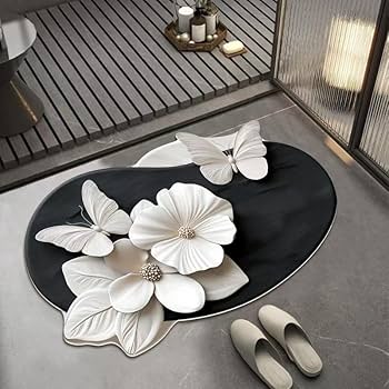 Flower Fusion 3D Floor Mat – Pack of 3 | Anti-Slip Washable | Mix Colors