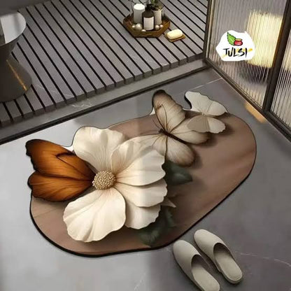 Flower Fusion 3D Floor Mat – Pack of 3 | Anti-Slip Washable | Mix Colors