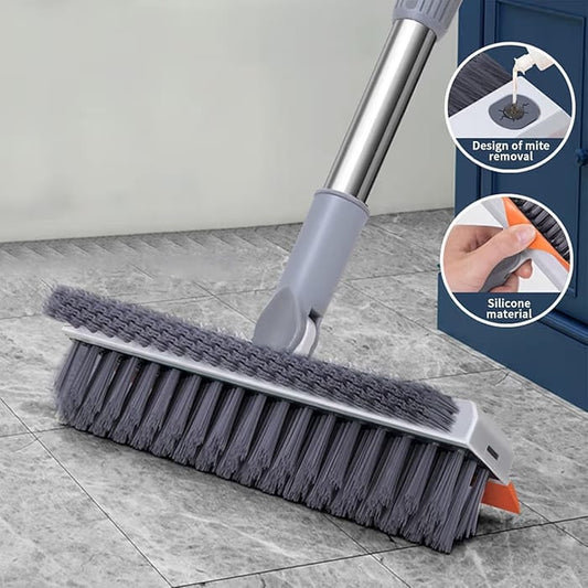 Long Handle Bathroom & Floor Cleaning Brush with Wiper | Tile Scrubber, Floor Scrubber & Water Wiper