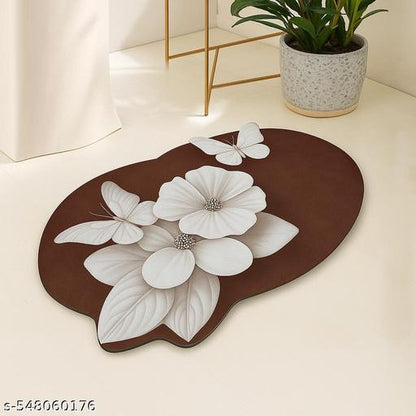 Flower Fusion 3D Floor Mat – Pack of 3 | Anti-Slip Washable | Mix Colors