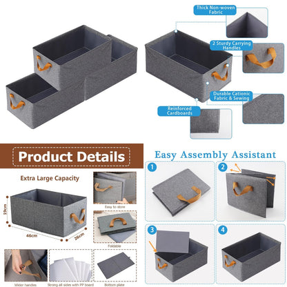 Pack of 2 Foldable Collapsible Storage Baskets – Without Metal Rod