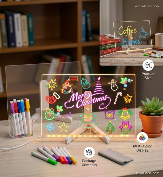 3D Acrylic  Message Board with 7 Pens | Rewritable DIY Writing Pad |15×15 cm Personalized writing board