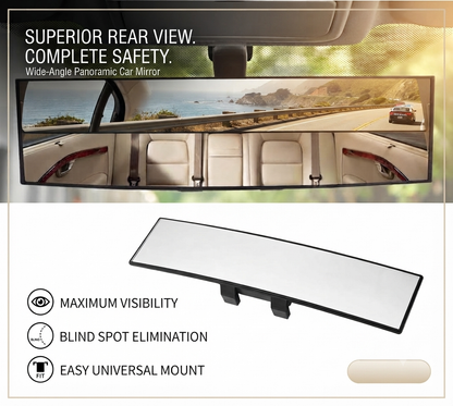 Car Panoramic Rear View Mirror – Wide Angle Blind Spot Safety Mirror